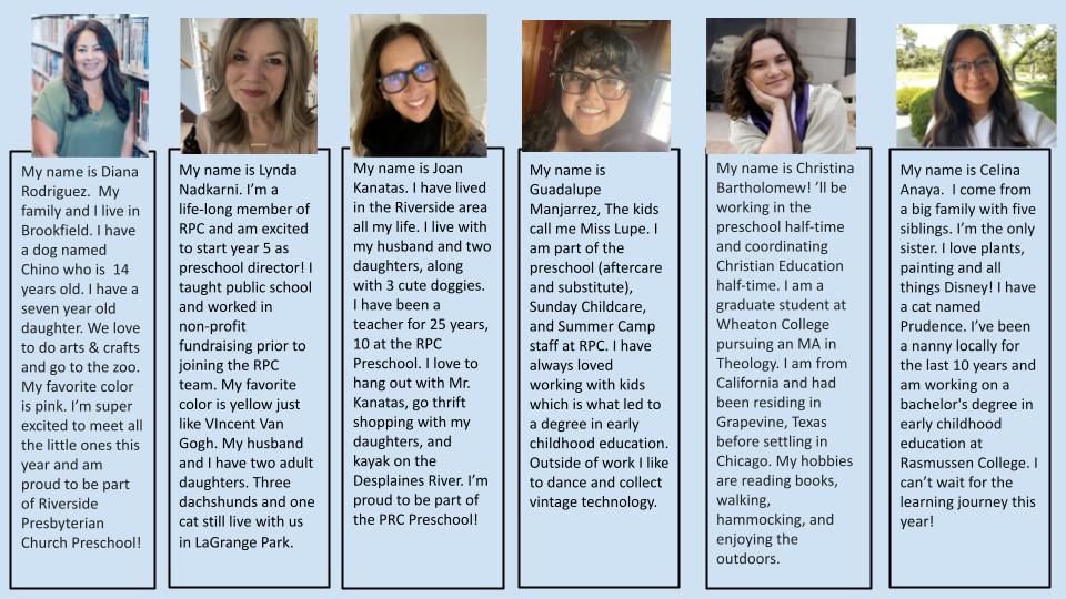 2025-2026 Riverside Preschool Staff